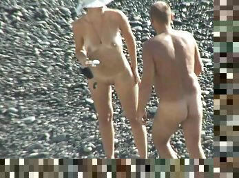 nudist, im-freien, öffentliche, muschi, kam, strand, voyeur, junge18, natürliche, gefangen