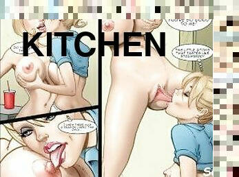 Hot and fast - Restaurant staff interracial Orgy in kitchen