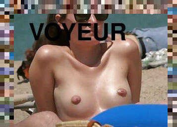Dazzling Girls Go Topless On The Beach Voyeur