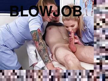 PURE CFNM HD - Tattooed cfnm nurses masturbating and sucking in hospital threesome