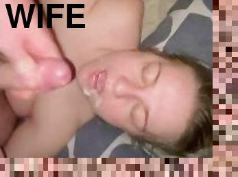 Cumming on big tit wife’s face
