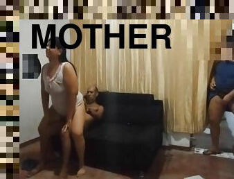 Perverted Stepmother Masturbates While Watching Her Stepson Fuck Her Stepsister