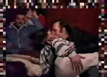 Amateur anal group sex in a public cinema