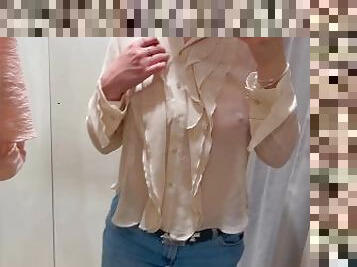 Trying on Haul Transparent See through Clothing Sexy Girl Hard Nipples