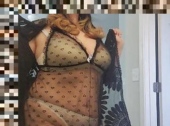 Curvy japanese in sexy See through lingerie