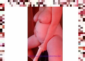 Pregnant OF milf uses wand vibrator