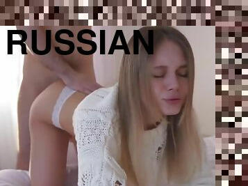 Russian Chick In White Panties Gently Sucks Boyfriends Trunk