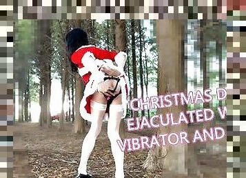 Christmas dress exposure, ejaculated with vibrator and tail ?