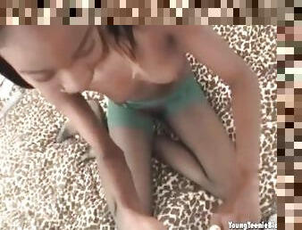 Ebony slut sucking dick on her knees