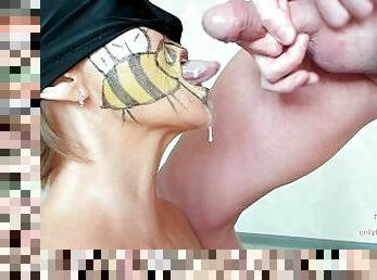Magic Bee Collects Sperm Nectar. Oral Creampie Deepthroat