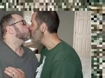 Passionate kissing chub bear husband