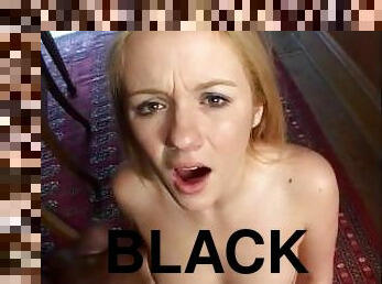 Cum loving white girl takes a huge cum load in her pussy from a giant black dick
