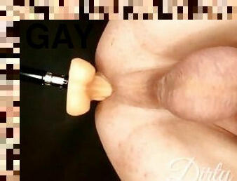Sex machine fucking in anal close-up