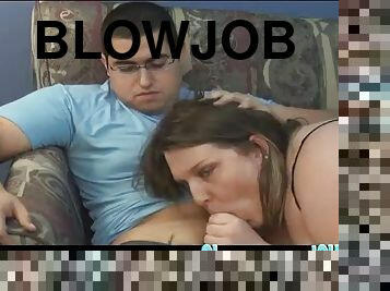 Slutty bbw sucks and fucks a guy's big cock