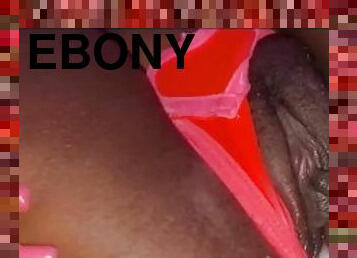 Freaky Ebony Pushing Cum Out Her Pussy