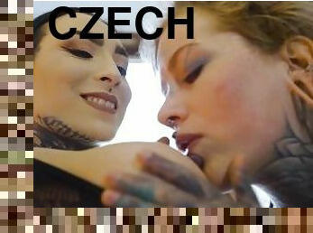 CZECH GOTH FUCKS HEAVILY TATTOOED GIRLS ANAL WITH STRAP ON, HIGH HEELS, FETISH, FEMDOM, TOYS, GAPES