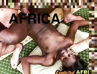 African Girl Pinned Down in Interracial Threeway Domination