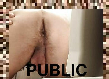 public toilet peeing, dirty, smelly hairy asshole