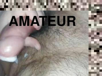 Played with his cock made him cum on his stomach ????