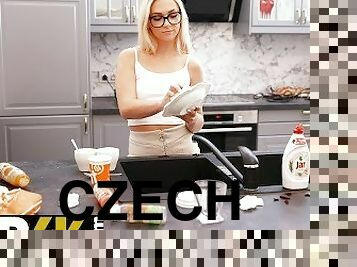 STUCK4K. Guy has taboo sex with Czech stepsister Jenny Wild in kitchen