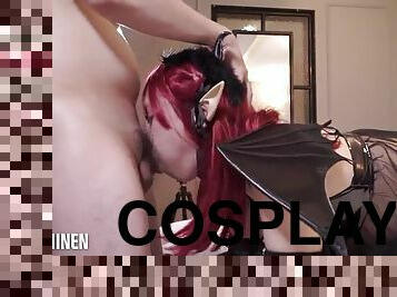 Sexy succubus cosplayer gets fucked my dress up dear Rizu-kyun