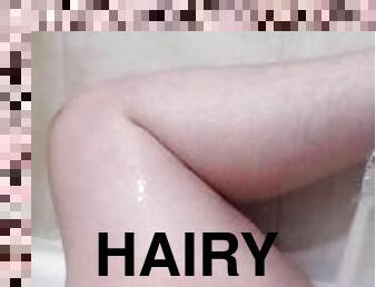 Hairy pregnant ftm cums HARD using bathtub faucet, moaning, shaking orgasm thinking of bf's mouth