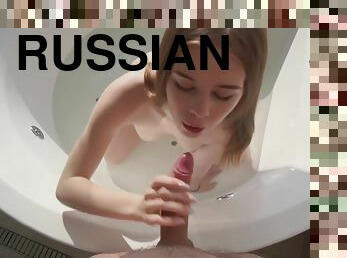 Russian Girl In Bathroom Sucks Cock And Jumps On It In Cowgirl Positio