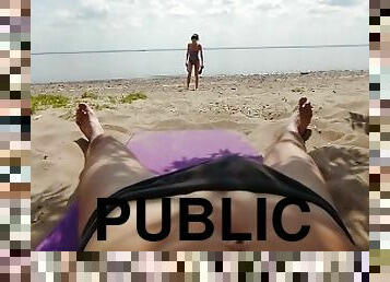 went to the beach to sunbathe and relax and wanted sex. fucked right in front of people.