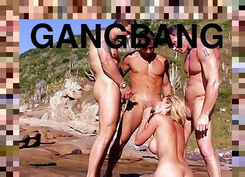 Castaway 3-hole Gangbang. Ass To Mouth Group Sex On The Beach. Big Tits Double Penetration And Anal Spit Roast