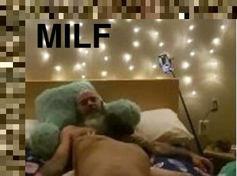 Milf gags rides my dick and cum shot