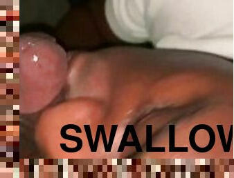 Throat goat swallow BBC outside in the parking garage pov