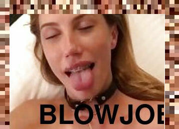 POV Blowjob and hand job, cum shot facial! Blonde loves cum in her face????????????