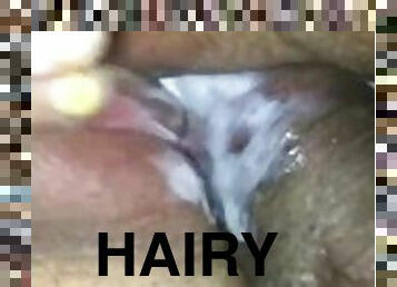 Hairy balls fucks bald creamy pussy