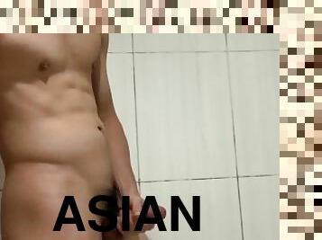 Hot Asain guy masturbating in the shower room