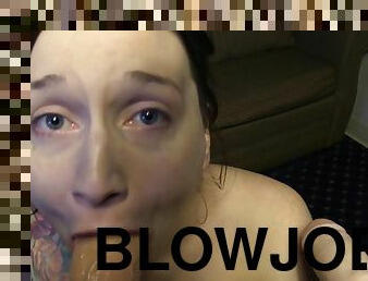 Tattooed Brunette Mom Blowbangs 2 dildo toys - fetish homemade POV oral sex