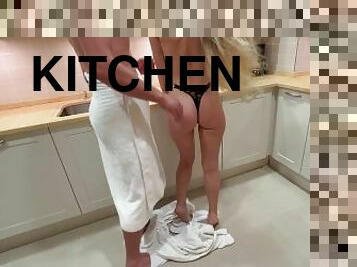 My roommate fucks me in the kitchen