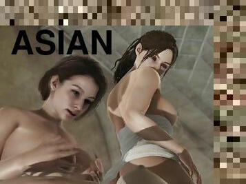 Resident Evil - Claire Redfield watches Jill Valentines and Ada Wong titjob