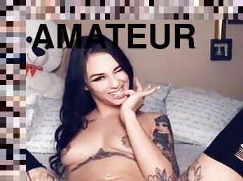 masturbation, chatte-pussy, amateur, fou, belle, solo, tatouage