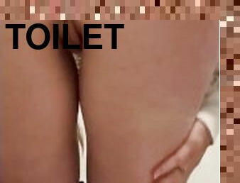 Watch me squat down on the toilet at work to go pee & slip out a little fart to freshen the air