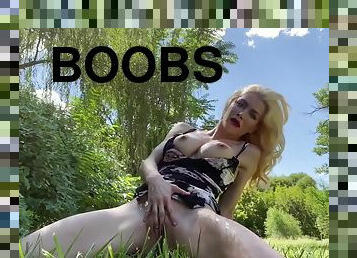 Big Boobs Blonde Thinks Squirting Helps Water The Lawn With Bella Bends