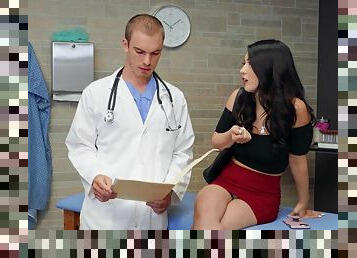 Doting doctor gives brunette Mina Moon what it takes to feel better