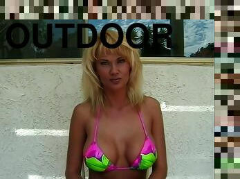 Candy Roxxx - Dirty Dancer outdoor sex by the pool in bikini - Nikki Miller