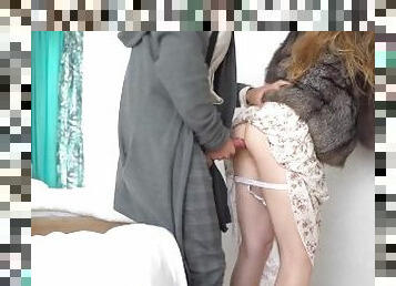Quick passionate standing fuck with perfect babe in long dress - Otta Koi
