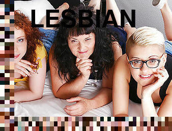 Three Naughty Old And Young Lesbians Make Out On The Bed - MatureNL