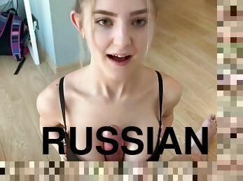 Russian Blowjob On Her Knees Pleases His Friend A Deep Blowjob