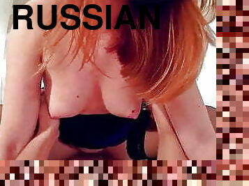Nasty slut redhead russian gets creampied by a stranger