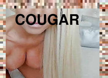 Huge Tits Blonde Cougar Dildo From Ass to mouth
