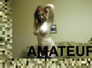 Redhead amateur wife leaked homemade video dancing striptease on camera