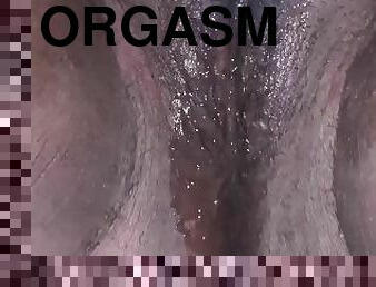 masturbation, orgasm, pissande, fitta-pussy, kvinnligt-sprut, amatör, mörkhyad, leksak, bbw, ensam