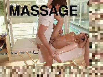 Massage-Timea Bela receives a Happy Ending-MMF 3some